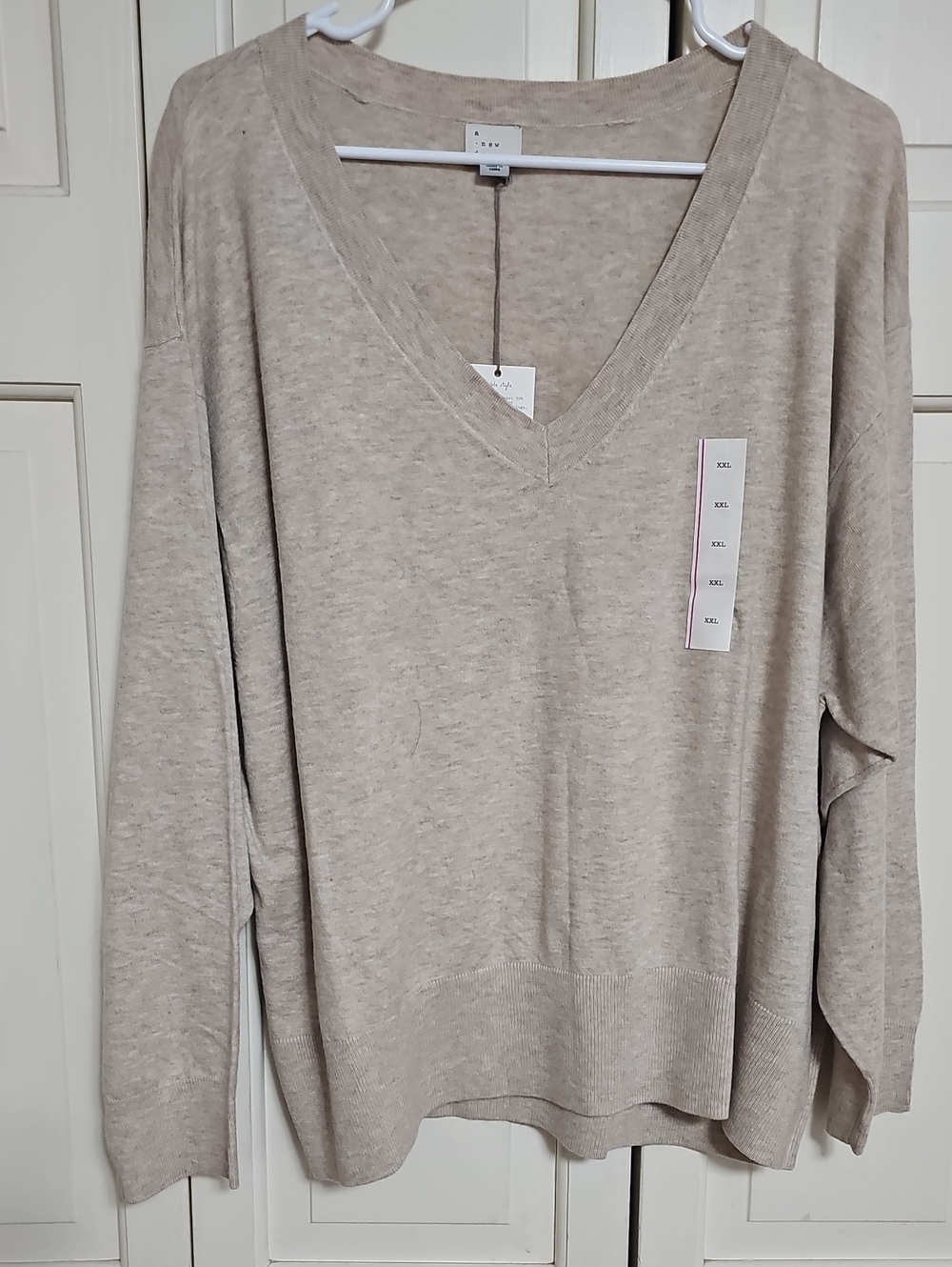 Light Beige V-Neck Women's Sweater
